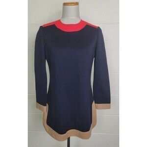 Vtg 1960s-1970s Louis‎ Feraud Arkins Mod Wool Colorblock Tunic Top Mini Dress 12